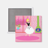 Retro in der rosa Farbe Magnet (Vorderseite/Rückseite)