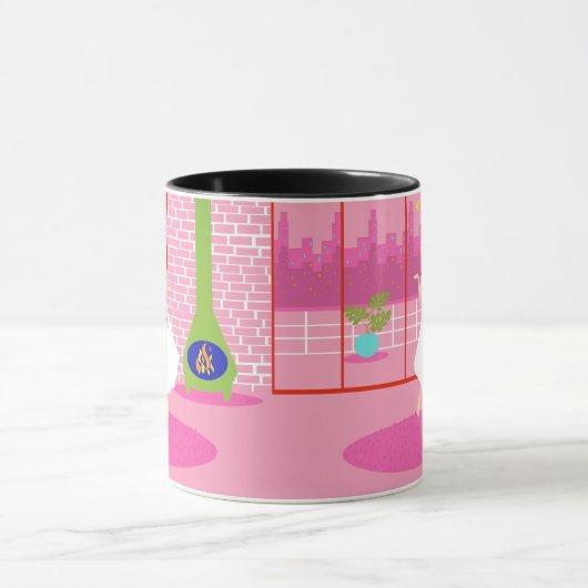 Retro in der rosa Wecker-Tasse Tasse (Zentrum)