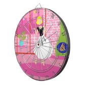 Retro in der rosafarbenen Karte Dartscheibe (Vorderseite rechts)