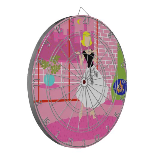 Retro in der rosafarbenen Karte Dartscheibe (Vorderseite Links)