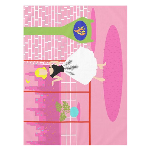 Retro in der rosafarbenen Tablette Tischdecke (Vorderseite)