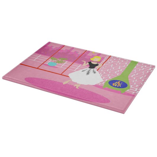 Retro in der rosafarbenen Zwischenablage Schneidebrett (Ecke)