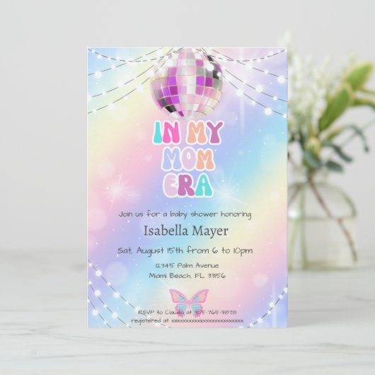 Retro in ihrer Mama Era Baby Dusche Einladung (Stehend Vorderseite)