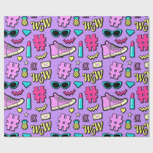 Retro in Lila Geschenkpapier (Flach)