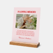 Retro In Loving Memory Photo Wedding Red Pink Acrylschild (Winkel)