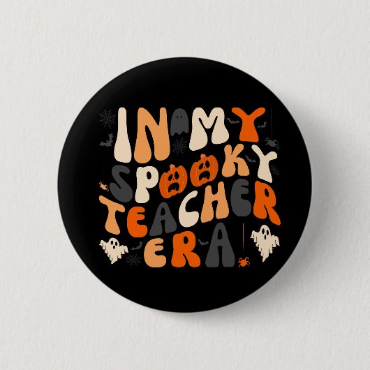 Retro in meinem Spooky-Lehrer Era Halloween Button (Vorderseite)