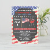 Retro Independence Day Chalkboard einladen. 4. Jul Einladung (Stehend Vorderseite)