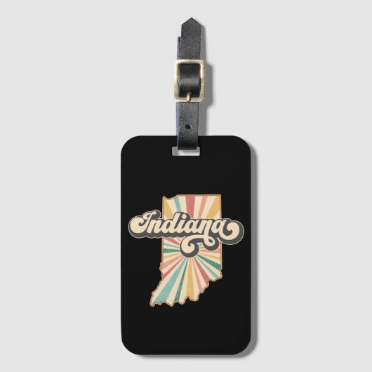 Retro-Indiana-Kartenkunst | Vintage-Staatsdesign Gepäckanhänger (Vorderseite Vertikal)