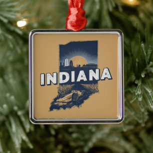 Retro Indiana Landschaftliche Silhouette Ornament Aus Metall