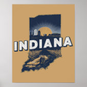 Retro Indiana Landschaftliche Silhouette Poster (Vorne)