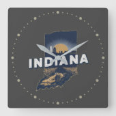 Retro Indiana Landschaftliche Silhouette Quadratische Wanduhr (Vorderseite)