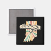 Retro Indiana Map Artwork | Vintager Staat Magnet (Vorderseite/Rückseite)