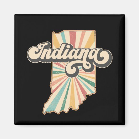 Retro Indiana Map Artwork | Vintager Staat Magnet (Vorne)