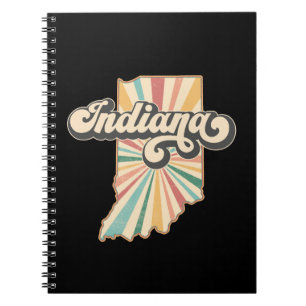 Retro Indiana Map Artwork Vintager Staat Notizblock