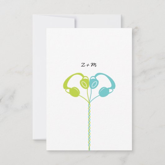 Retro Indie Mixtape Wedding Blue / Lime Green RSVP Karte (Rückseite)
