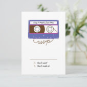 Retro Indie Mixtape Wedding (Lila/blau) RSVP Karte (Stehend Vorderseite)