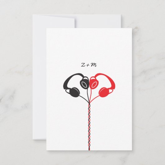 Retro Indie Mixtape Wedding Red, Black & White RSVP Karte (Rückseite)