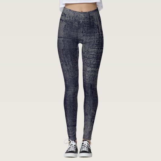 Retro Indigo Gray Artistic Texture Leggings (Vorderseite)