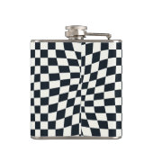 Retro Indigo White Checkered Personalisiert Flachmann (Rückseite)