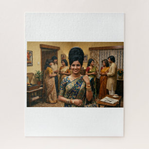 Retro indische Mode der 1970er Jahre & Bouffant-Fr Puzzle