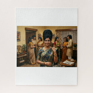 Retro indische Mode der 1970er Jahre & Bouffant-Fr Puzzle
