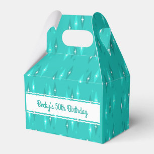 Retro individuelle Geburtstagsfeier Türkis Geschenkschachtel