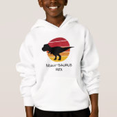Retro individuelle Name zum Rex Cartoon Black Dino Hoodie (Vorderseite)