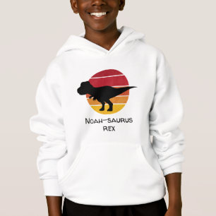 Retro individuelle Name zum Rex Cartoon Black Dino Hoodie