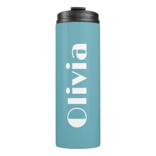 Retro individueller Namens-Tumbler Türkis / Meeres Thermosbecher