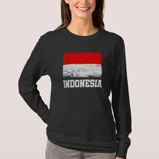 Retro Indonesia Flag Vintage Indonesian Pride T-Shirt (Vorderseite)