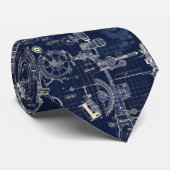 Retro Industrial Blue Print Engineering Neck Tie Krawatte (Gerollt)