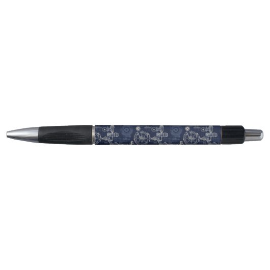 Retro Industrial Blue Printing Engineering Kugelschreiber (Vorderseite)