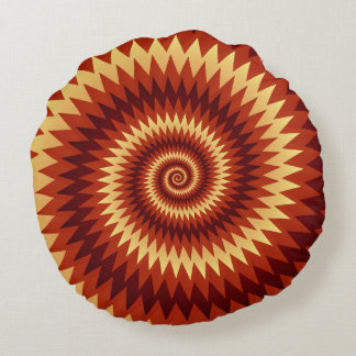 Retro-Inferno-Spiral-Kunst – Hypnotische geometris Rundes Kissen