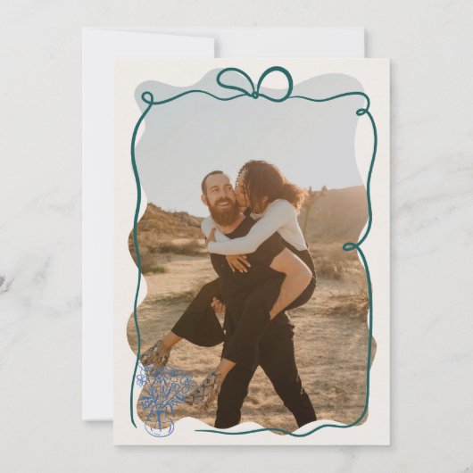 Retro-Initialen Band illustriertes Foto Hochzeit Einladung (Rückseite)