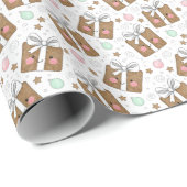 Retro Ink Sketch Happy Gift Boxes Dark Pattern Geschenkpapier (Rolleneckpunkt)