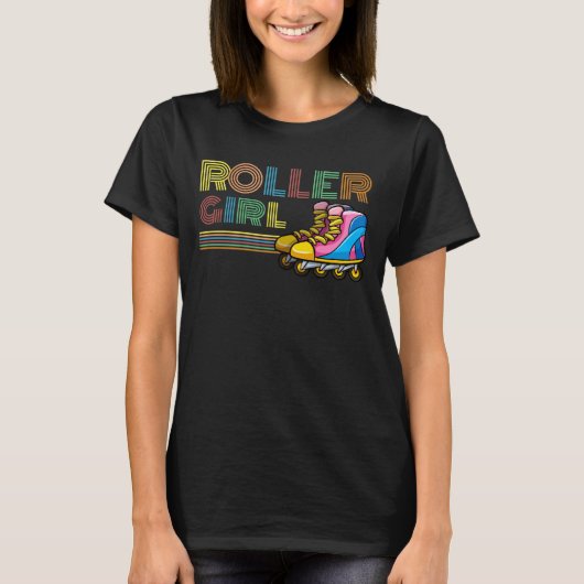 Retro Inline Skater Girl Roller Skate Lover T-Shirt (Vorderseite)