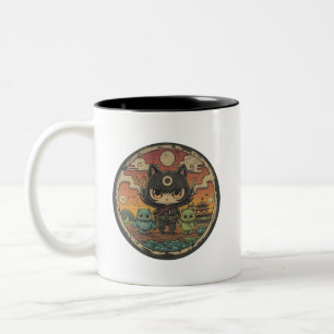 Retro Insel Freunde: Ninja Katzen Crew Zweifarbige Tasse
