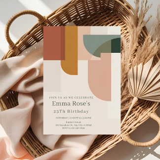 Retro-Inspired Mint & Orange Birthday Einladung