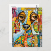 retro-inspired pop-art dog face with vibrant shade postkarte (Vorne/Hinten)