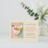 Retro-inspiriert Cocktail-Party Einladung Postkarte (Stehend Vorderseite)