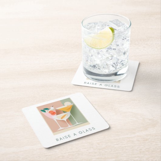 Retro-inspiriert Cocktail-Untersetzer in sanften P Rechteckiger Pappuntersetzer (Vor Ort)