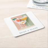 Retro-inspiriert Cocktail-Untersetzer in sanften P Rechteckiger Pappuntersetzer (angewinkelt)