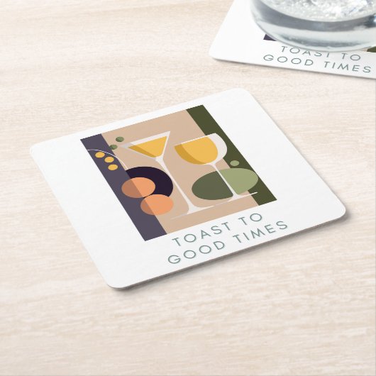 Retro-inspiriert Cocktail-Untersetzer in weichen P Rechteckiger Pappuntersetzer (angewinkelt)