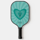 Retro Inspiriert Groovy Cyan Personal Monogram Pickleball Schläger (Vorderseite)