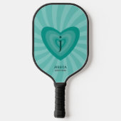 Retro Inspiriert Groovy Cyan Personal Monogram Pickleball Schläger (Rückseite)