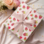 Retro-Inspiriert handIllustrierte Chic-Erdbeere Geschenkpapier