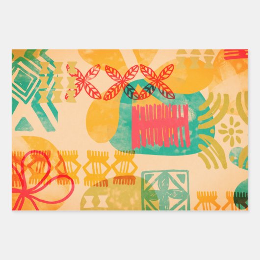 Retro Inspiriert hawaiianisches Druckmuster Geschenkpapier Set (Vorderseite 2)