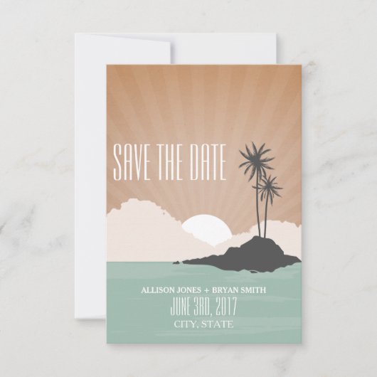 Retro Inspiriert Island Beach Hochzeit Save the Da Date (Vorderseite)
