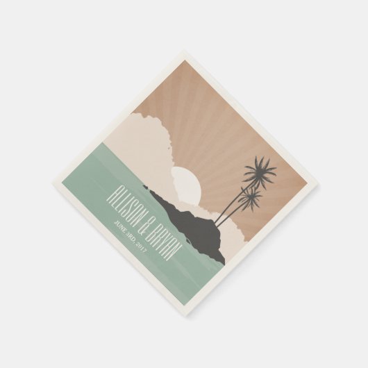 Retro Inspiriert Island Beach Wedding Napkins Serviette (Ecke)