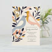 Retro-inspiriert Liebe-Vogel Einladung (Stehend Vorderseite)